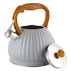 3.0L Stove Top Stainless Steel Tea Pot New Food Grade Polished Custom Top Seller Whistling Tea Kettle With Wood Handle