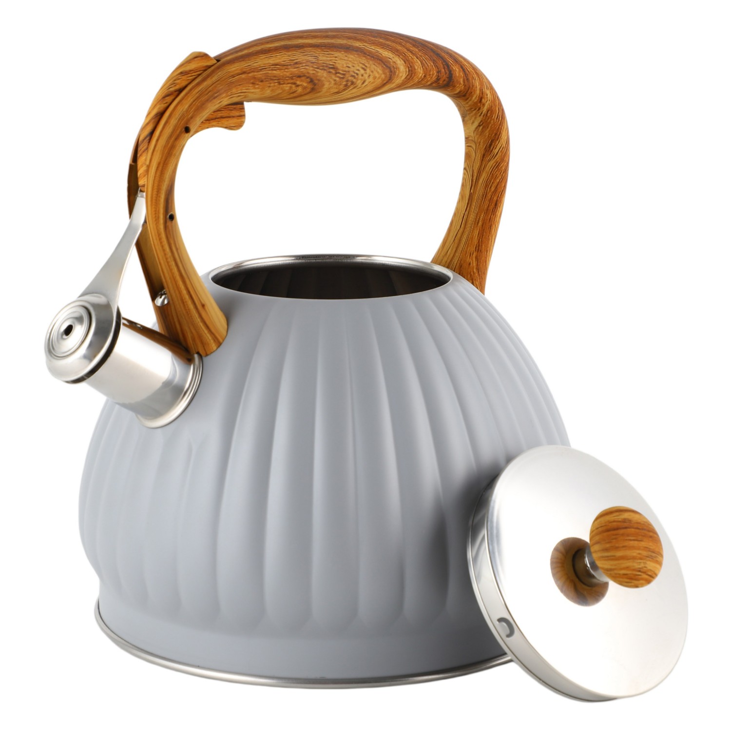 3.0L Stove Top Stainless Steel Tea Pot New Food Grade Polished Custom Top Seller Whistling Tea Kettle With Wood Handle