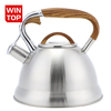 Factory Wholesale 3L Whistling Tea Kettle Tea Pot Customized Color Stainless Steel Hot Water for ALL Stovetop with Wood Handle