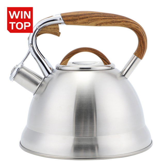 Factory Wholesale 3L Whistling Tea Kettle Tea Pot Customized Color Stainless Steel Hot Water for ALL Stovetop with Wood Handle