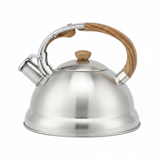 Factory Wholesale 3L Whistling Tea Kettle Tea Pot Customized Color Stainless Steel Hot Water for ALL Stovetop with Wood Handle
