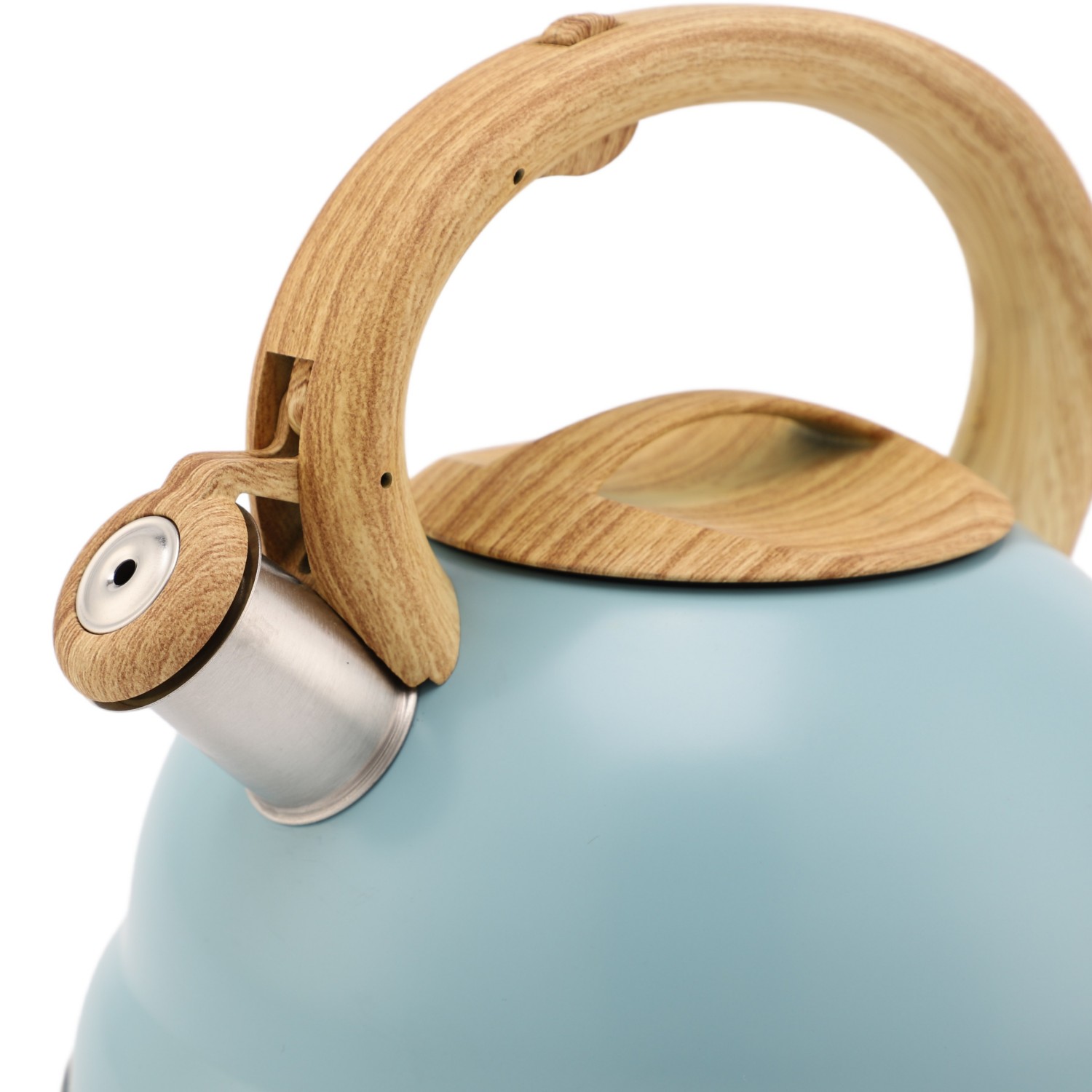 Factory Wholesale 3L Whistling Tea Kettle Tea Pot Customized Color Stainless Steel Hot Water for ALL Stovetop with Wood Handle
