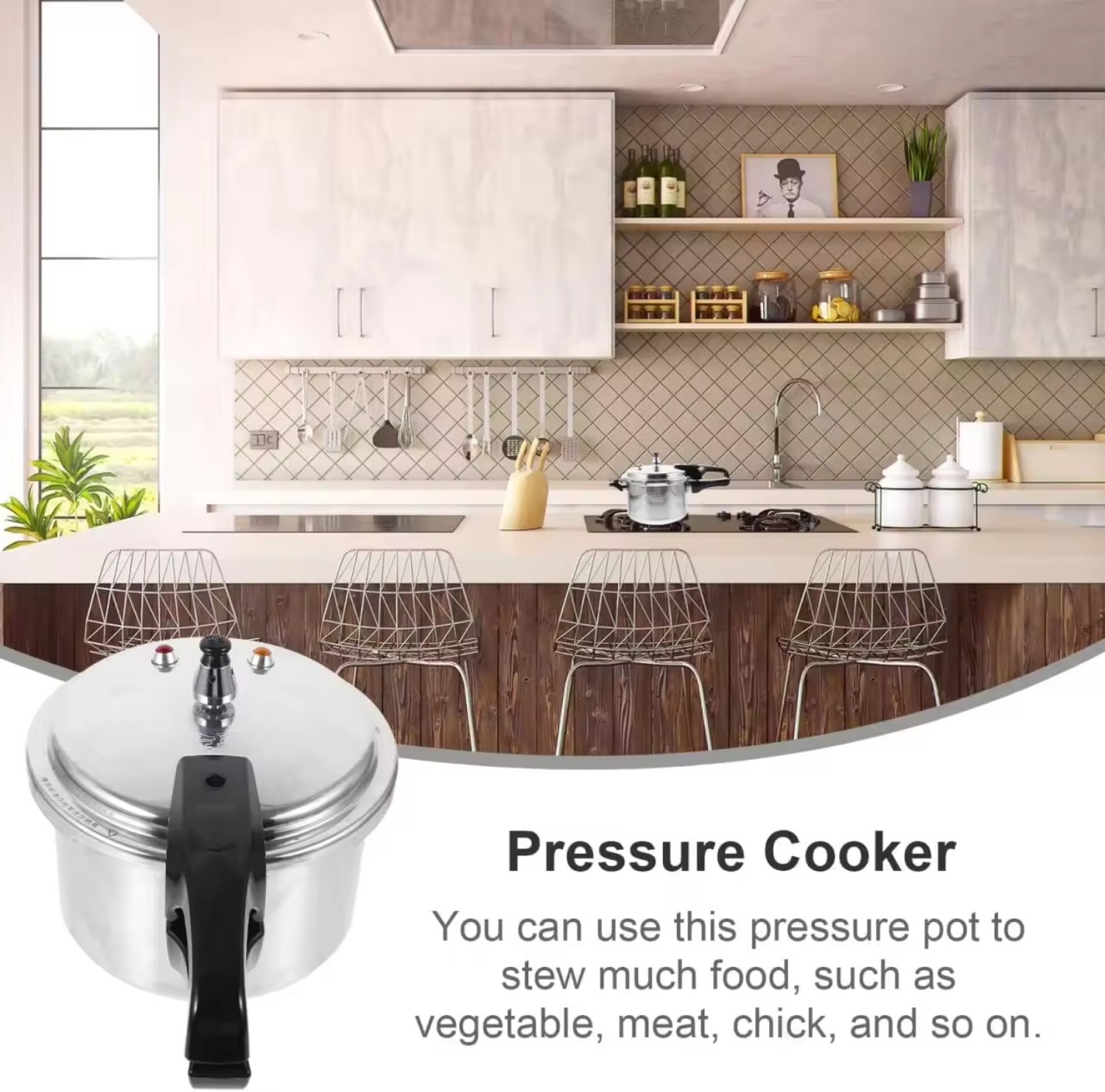 Factory Small Stainless Steel Pressure Cooker with Magnetic Bottom 3L 4L 5L 7L 9L 11L 13L 17L Sizes for Gas and Induction Cooker