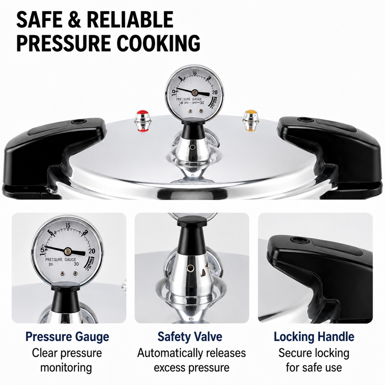 Factory Supply Multi-Functional Aluminum Alloy Pressure Cooker 16/23L Sizes Aluminum Alloy Fast Cooking for Gas Induction Cooker