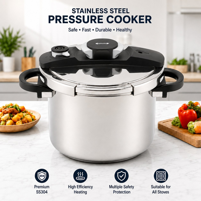 Factory Supply Multi-Functional Stainless Steel Pressure Cooker 4L 5L 6L 7L Sizes Stainless Steel Fast Cooking Pressure Cooker