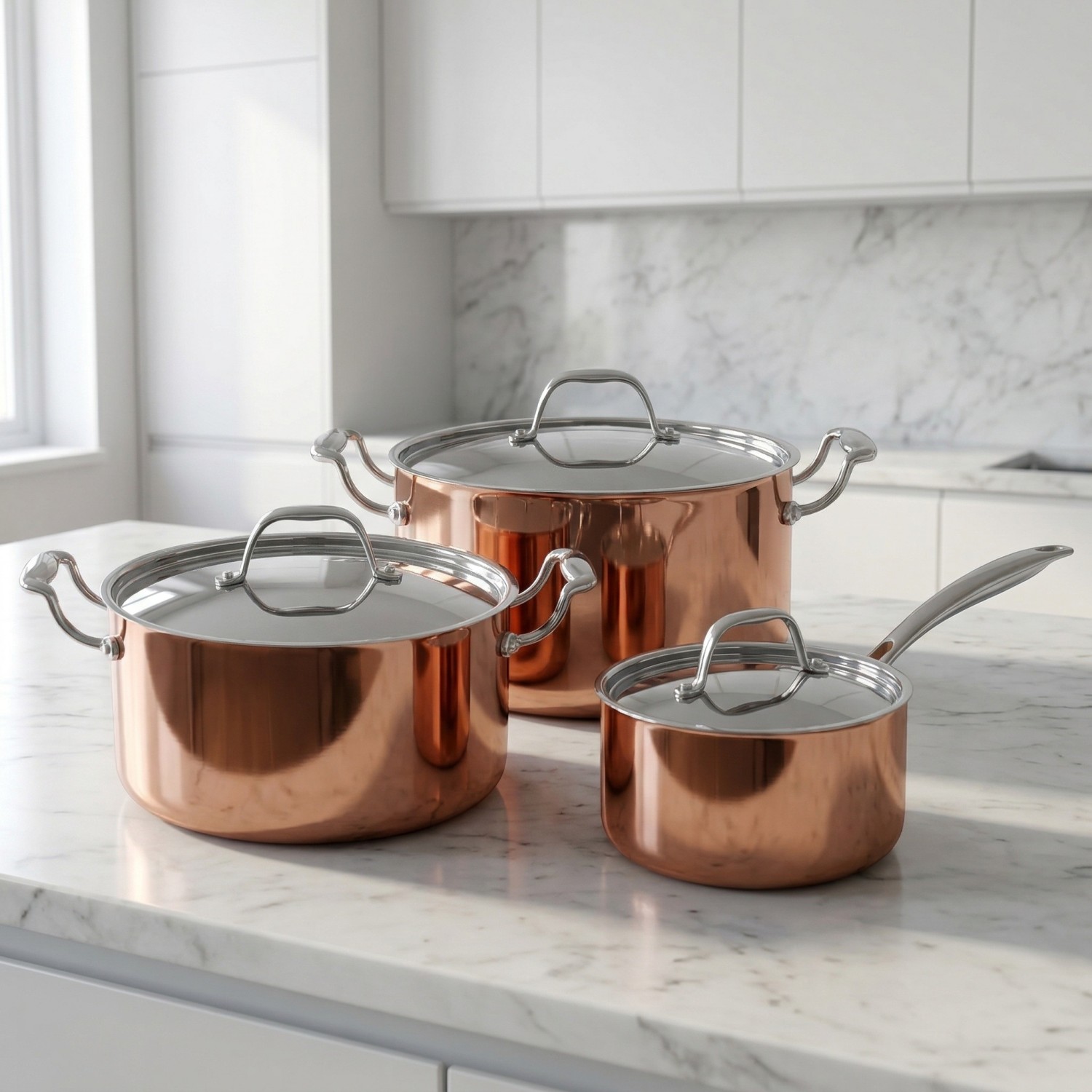 Factory New Arrival Tri-ply Copper Cookware Set with Handle Cooking Pots Induction Bottom Cookware Set Saucepan Stockpot