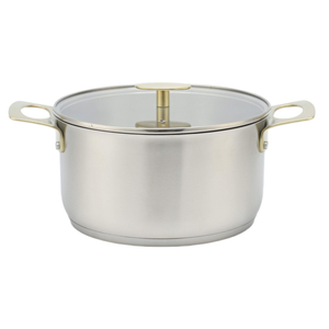 Factory New Arrival Stainless Steel Cookware Set with Golden Handle Cooking Pots Brazed Bottom Cookware Set Saucepan Frypan