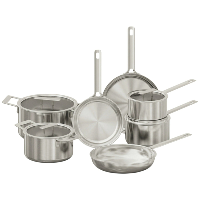 Factory New Arrival Stainless Steel Cookware Set with Stainless Steel Handle Cooking Pots Brazed Bottom Cookware Set Saucepan Frypan