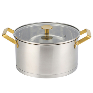 Factory New Arrival Stainless Steel Cookware Set with Golden Handle Cooking Pots Brazed Bottom Cookware Set Saucepan Saute Pan