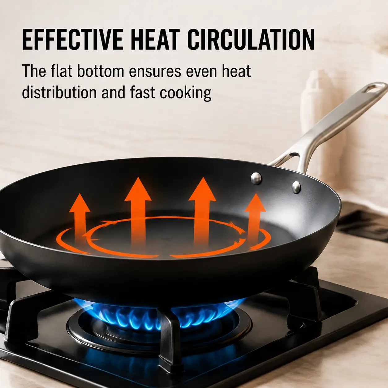 Factory New Arrival Design 20/22/24/26/28/30CM Carbon Steel Naturally Non Stick Frying Pan Skillets Induction Compatible