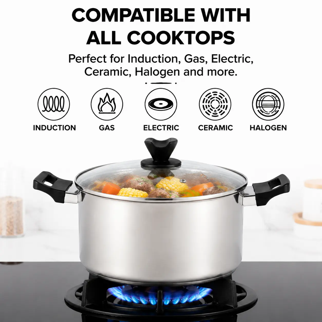 Factory New Arrival Stainless Steel Cookware Set with Bakelite Handle Cooking Pots and Pans Brazed Bottom Cookware Set Saucepan