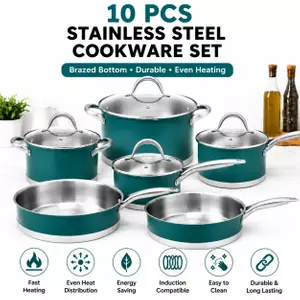 Factory New Arrival Stainless Steel Cookware Set with Handle Cooking Pots and Pans Brazed Bottom Cookware Set Saucepan Casserole