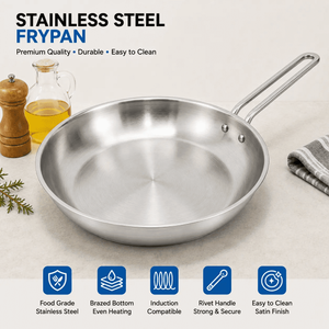 Factory Supply Wholesale Stainless Steel Frypan Sets Kitchen Cooking Brazed Bottom Frying Pan Set with Stainless Steel Handle