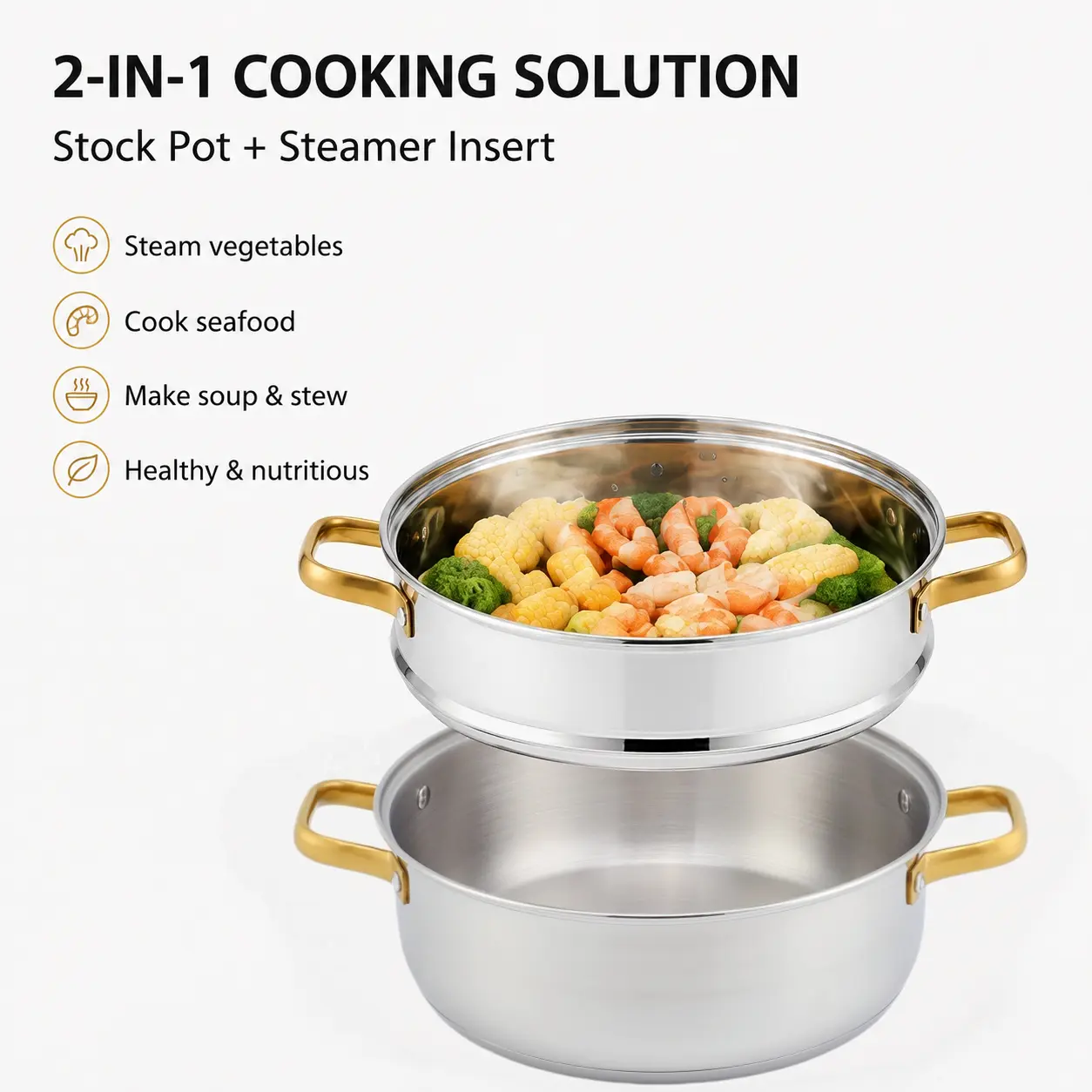 Factory Supply Wholesale Kitchen Soup Steamer Pot Set With Lid Stainless Steel Cooking Pot Set Cookware Set with Capsuled Bottom