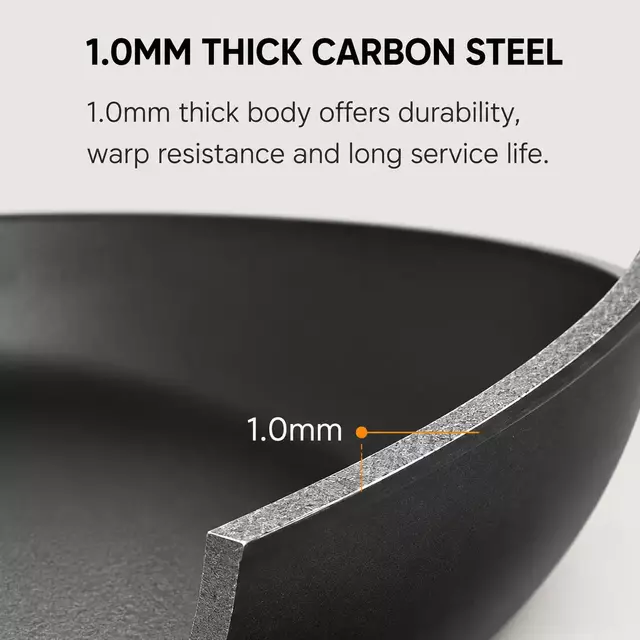 Factory New Arrival Design Seasoned Carbon Steel 30/35 Cm Wok Pan Naturally Non Stick Pans Skillets Induction Compatible