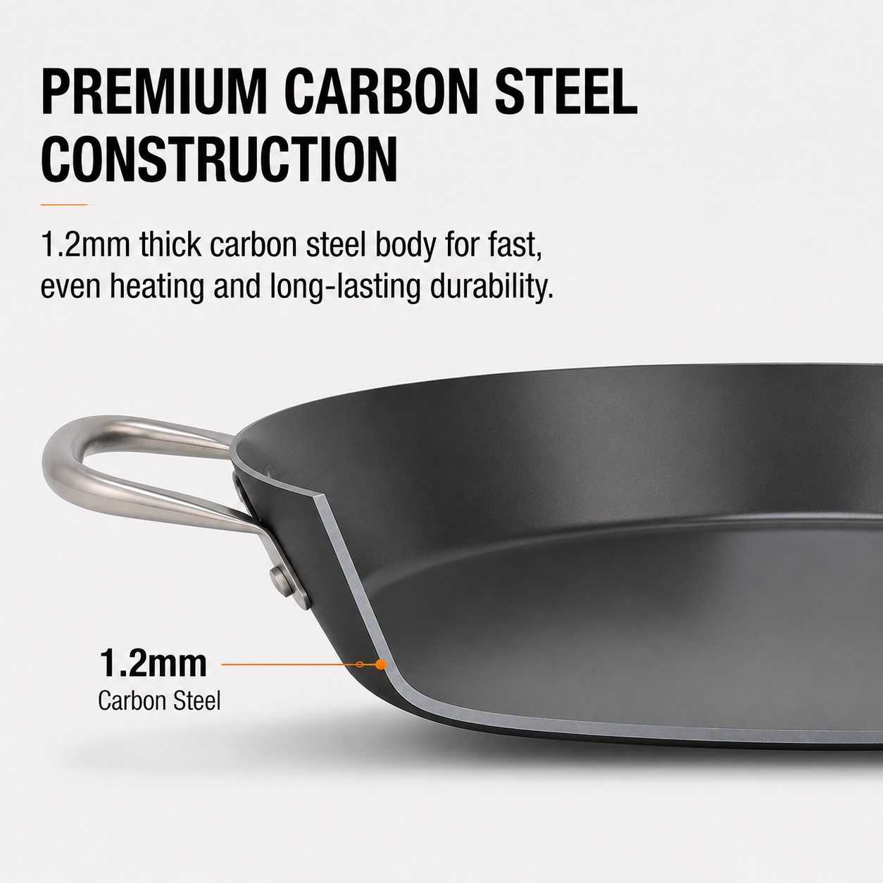Factory New Arrival Exclusive Design Seasoned Carbon Steel 30/34/38/40cm Paella Pan Naturally Non Stick Pans Skillets Induction Compatible