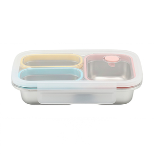 New Design Factory 304 Stainless Steel Fresh-keeping Lunch Box Kitchen Fruit Kids Food Container Crisper Set with Lid Handle 