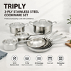 Factory New Arrival Wholesale High Quality 18/10 Triply Stainless Steel 3 Layer Pots And Pans Cookware Set Saucepan Frying Pan