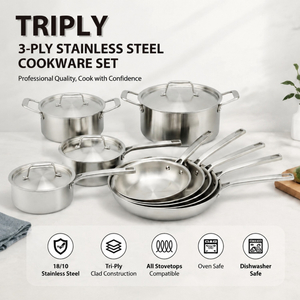 Factory New Arrival Wholesale High Quality 18/10 Triply Stainless Steel 3 Layer Pots And Pans Cookware Set Saucepan Frying Pan