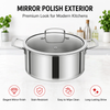 Factory New Arrival 11 Piece High Quality No Coating Tri-Ply Titanium Hammered Pots and Pans Cookware Set with Glass Lid