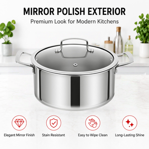 Factory New Arrival 11 Piece High Quality No Coating Tri-Ply Titanium Hammered Pots and Pans Cookware Set with Glass Lid