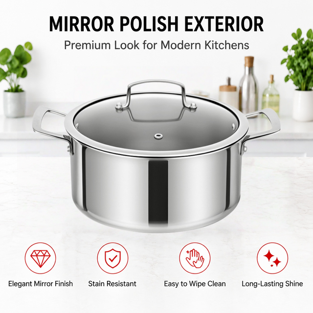 Factory New Arrival 11 Piece High Quality No Coating Tri-Ply Titanium Hammered Pots and Pans Cookware Set with Glass Lid