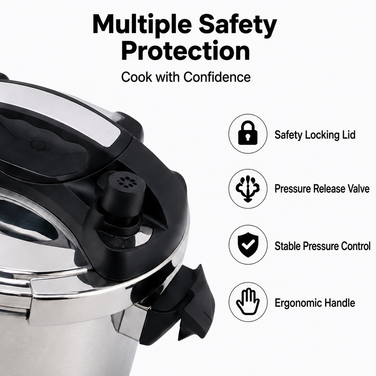 Factory Supply Multi-Functional Stainless Steel Pressure Cooker 4L 6L 8L 10L Sizes Stainless Steel Fast Cooking Pressure Cooker