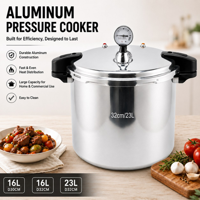 Factory Supply Multi-Functional Aluminum Alloy Pressure Cooker 16/23L Sizes Aluminum Alloy Fast Cooking for Gas Induction Cooker