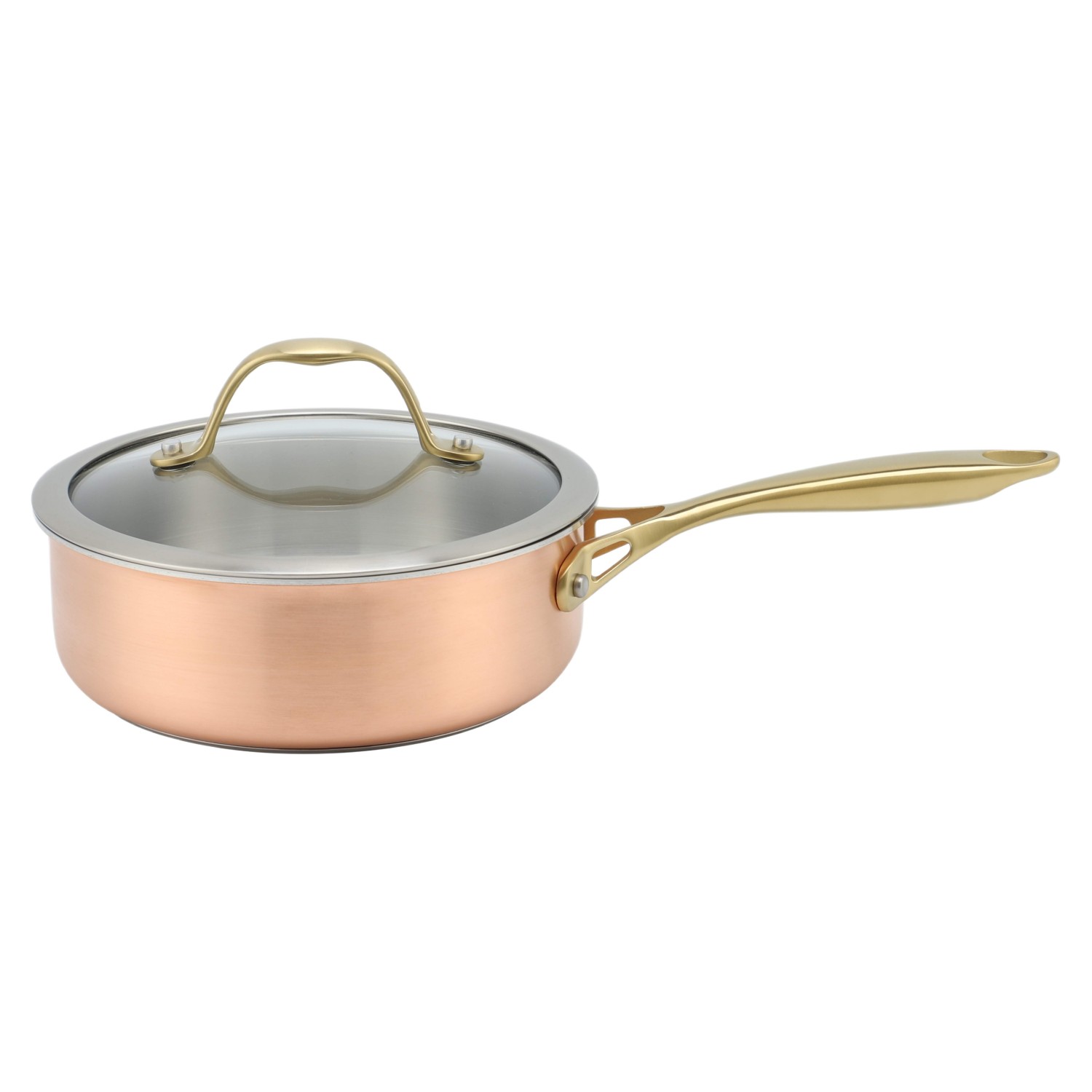 Factory New Arrival Tri-ply Copper Cookware Set with Handle Cooking Pots Induction Bottom Cookware Set Saucepan Frypan