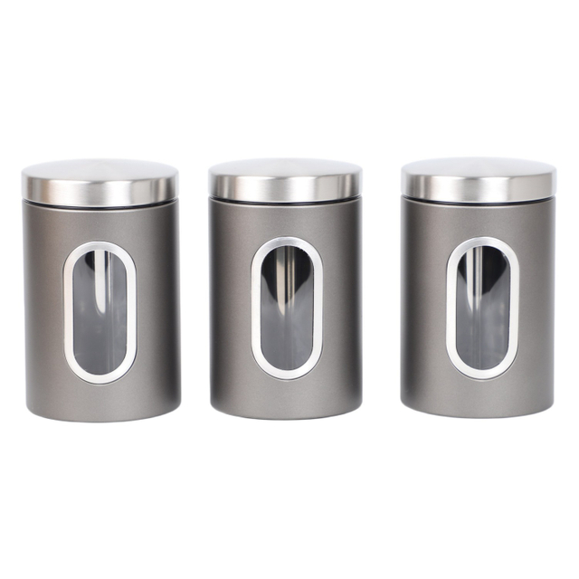Kitchen Supplies Stainless Steel Storage Jars Visible Glass Sealed Jars Grain Tea Cans Food Storage Jars