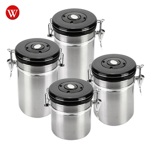 Airtight Stainless Steel Coffee Canister with Co 2 Valve Food Storage with Stainless Steel Scoop