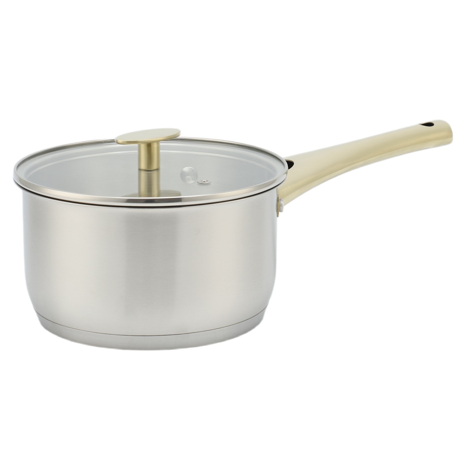 Factory New Arrival Stainless Steel Cookware Set with Golden Handle Cooking Pots Brazed Bottom Cookware Set Saucepan Frypan