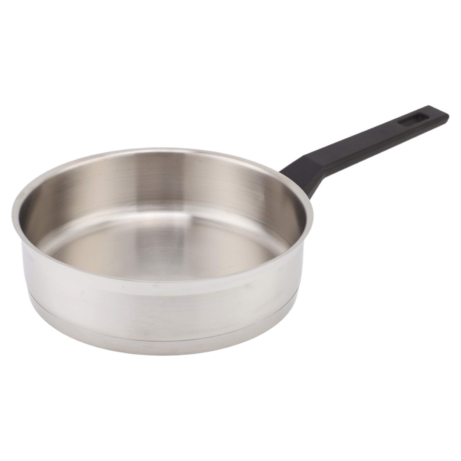 Wholesale Custom 9 Piece Nylon Black Handle Stainless Steel Impact Bonded Bottom Pots And Pans Non-Toxic Kitchen Cookware Set