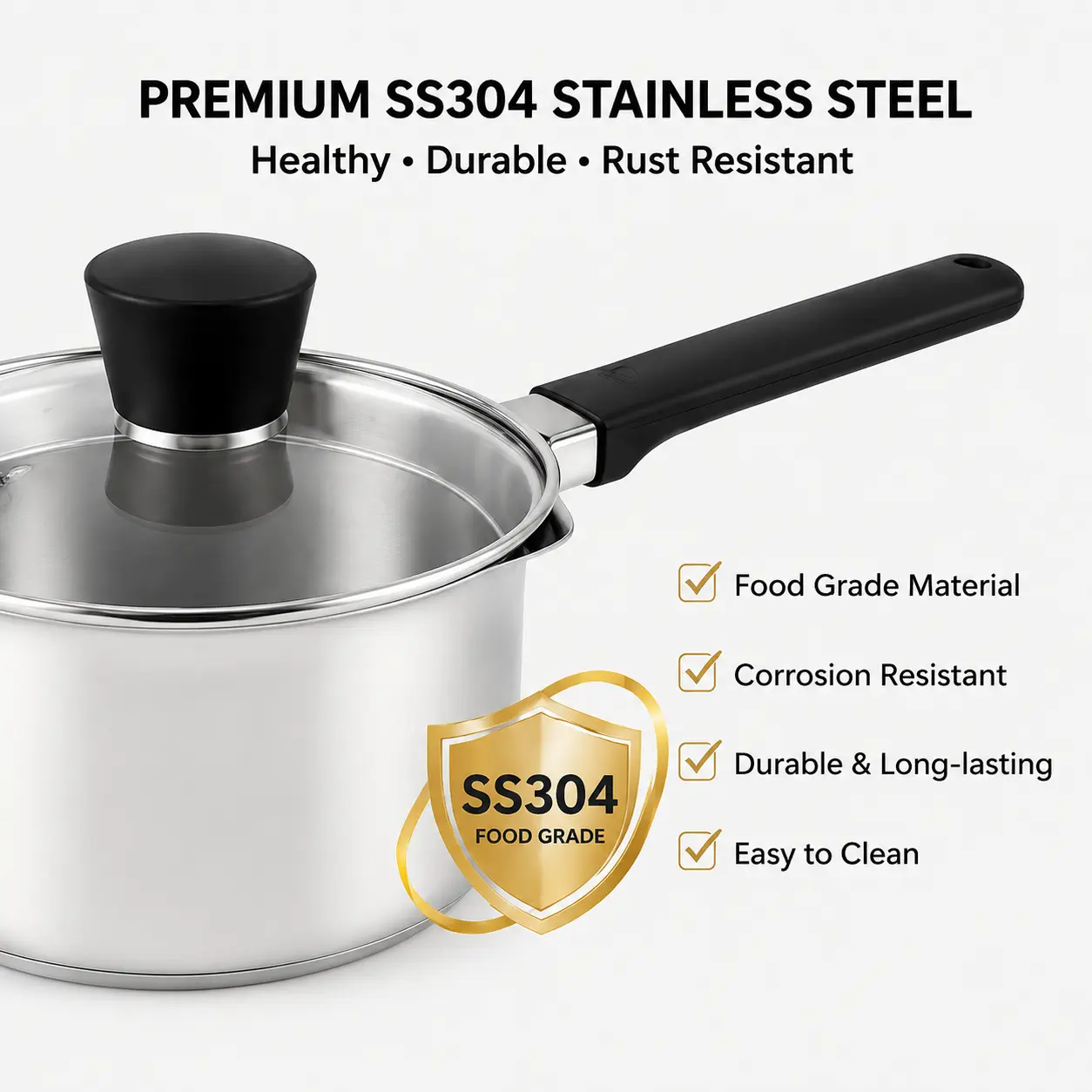 Factory New Arrival Stainless Steel 304 Cookware Set with Bakelite Handle Cooking Pots Brazed Bottom Cookware Set Saucepan