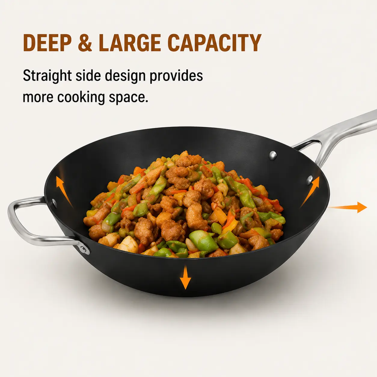 Factory New Arrival Design Seasoned Carbon Steel 30/35 cm Wok Pan Naturally No Coating Wok Pans Skillets Induction Compatible