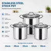Factory Supply Wholesale Hot Selling Stainless Steel Luxury Cooking Pot Set with Glass Lid Large Capacity Soup Pot Stockpot