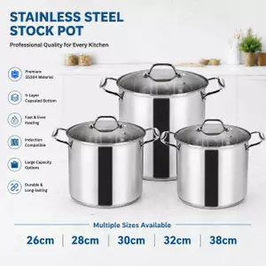 Factory Supply Wholesale Hot Selling Stainless Steel Luxury Cooking Pot Set with Glass Lid Large Capacity Soup Pot Stockpot