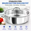 Factory Supply Stainless Steel Shallow Pot With Stainless Steel Handle and Glass Lid Brazed Bottom Pots Shallow Pot All Cooktops