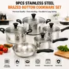 Factory New Arrival Stainless Steel Cookware Set with Handle Cooking Pots and Pans Brazed Bottom Cookware Set Saucepan Casserole