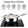 Factory New Arrival Brazed Bottom Stainless Steel Saute Pan with Stainless Steel Cover and Helper Handle Deep Saute Pan