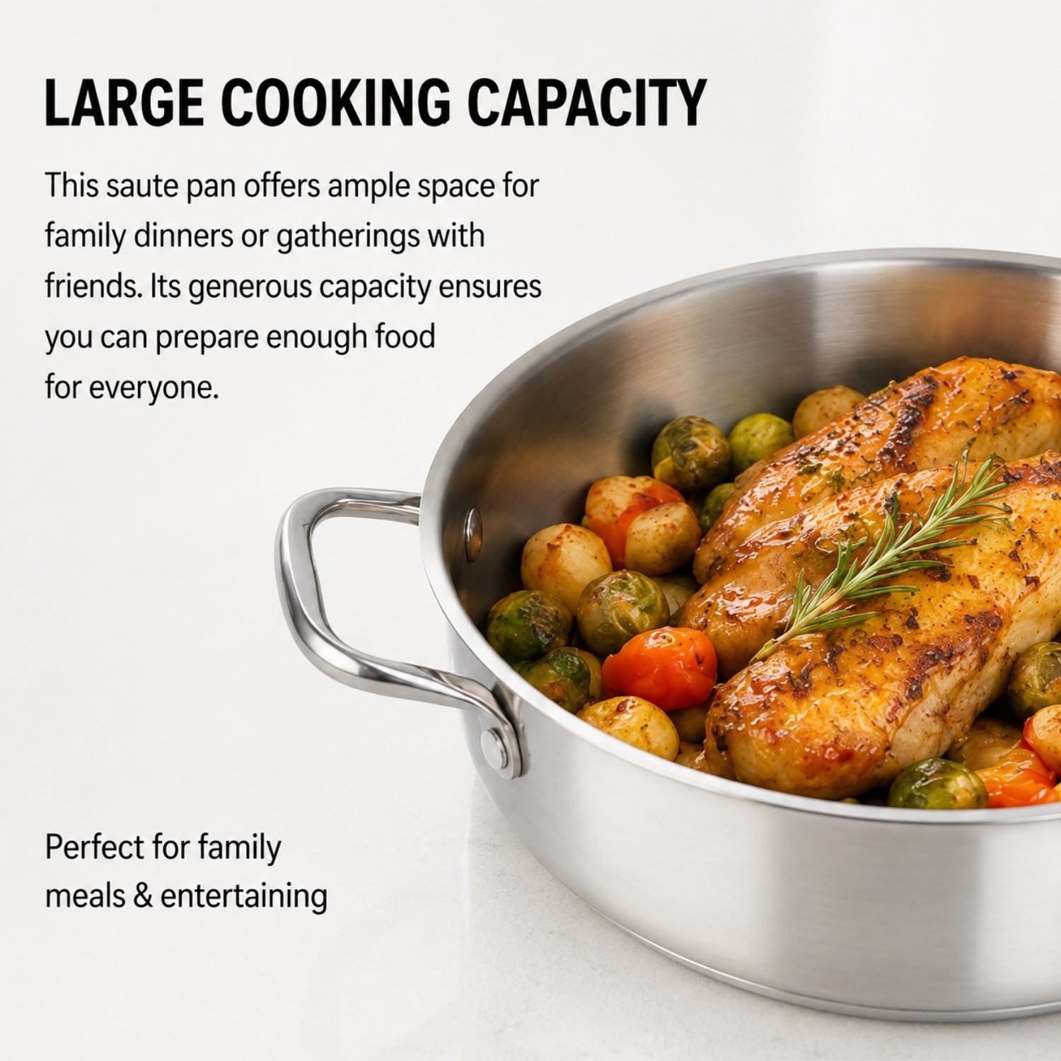 Hot Sale Factory New Arrival Non-coating Pan Stainless Steel Frying Pan with Handle Cooking Pots Brazed Bottom Saute Pan