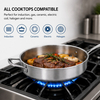 Factory New Arrival Multipurpose Tri-Ply Stainless Steel Saute Pan with Stainless Steel Cover And Helper Handle Deep Saute Pan