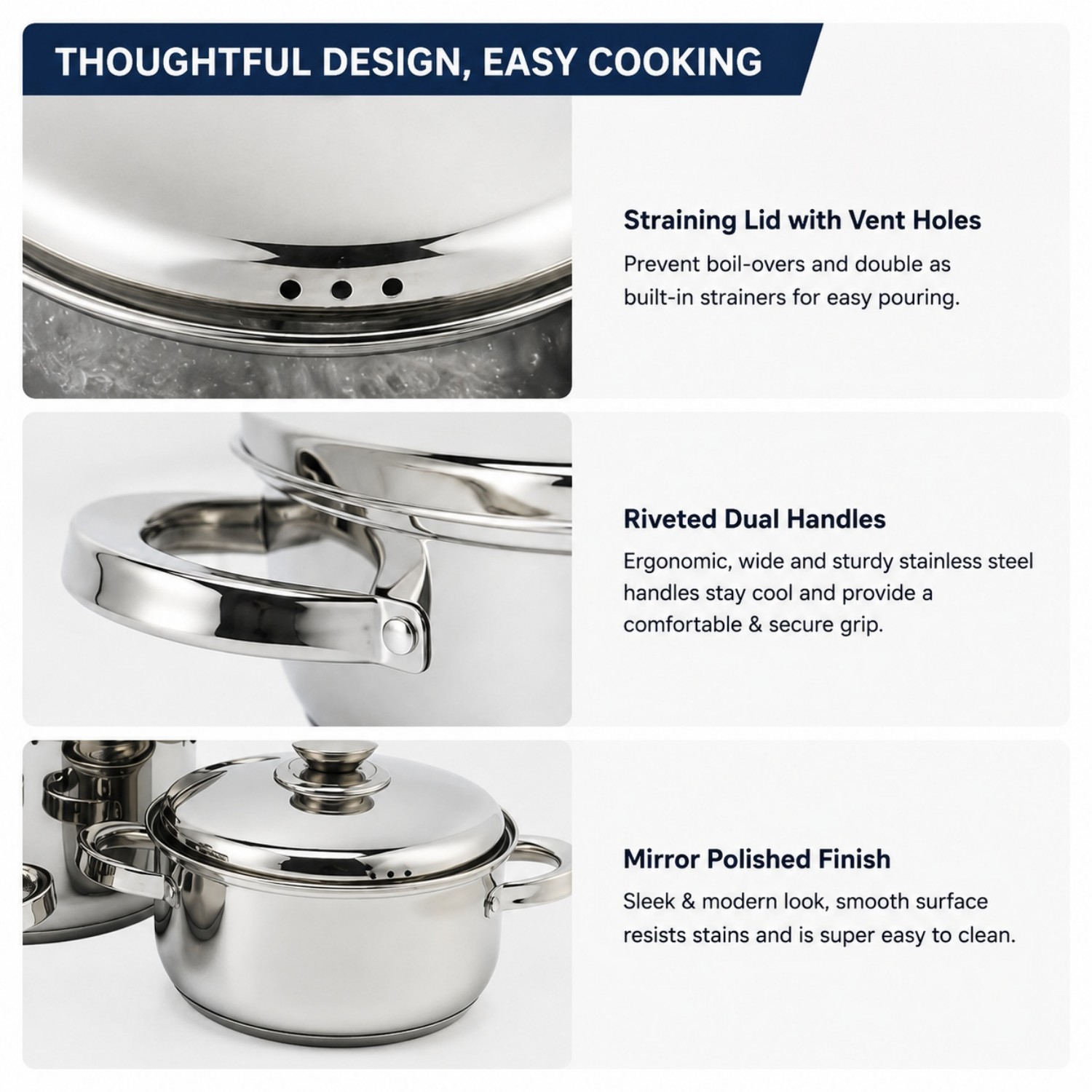 2026 Factory New Arrival Multipurpose Wholesale Custom Kitchen Stainless Steel Cooking Pot Casserole Set Pot 6 Pieces Cookware Sets