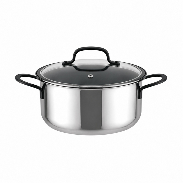 Factory Supply Wholesale 11 Pieces 5-ply Stainless Steel Cookware Sets 5-ply Kitchen Cooking Pan Pot Casserole with Black Handle