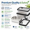 New Design 304 Stainless Steel Fresh-keeping Lunch Box Glass Cover Leak-proof Heating Food Grade Microwave Sealed Box