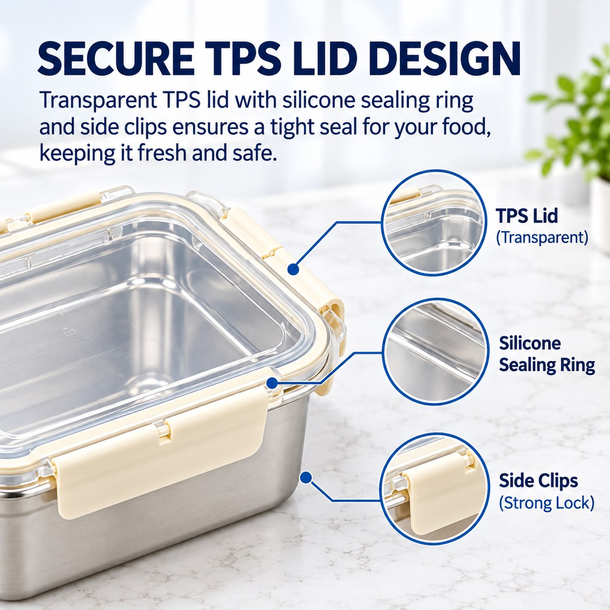 New Arrival Factory 304 Stainless Steel Fresh-keeping Lunch Box Transparent Lid Leak-proof Food Grade Microwave Sealed Box