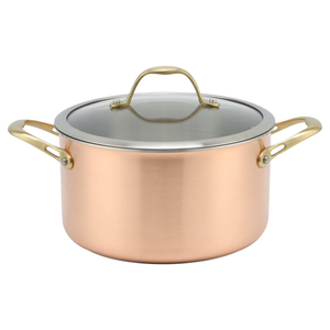 Factory New Arrival Tri-ply Copper Cookware Set with Handle Cooking Pots Induction Bottom Cookware Set Saucepan Frypan