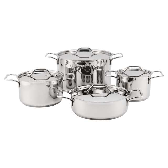 Factory New Arrival Stainless Steel Cookware Set Cooking Pots With Handle Impact Bonded Bottom Cookware Set Casserole