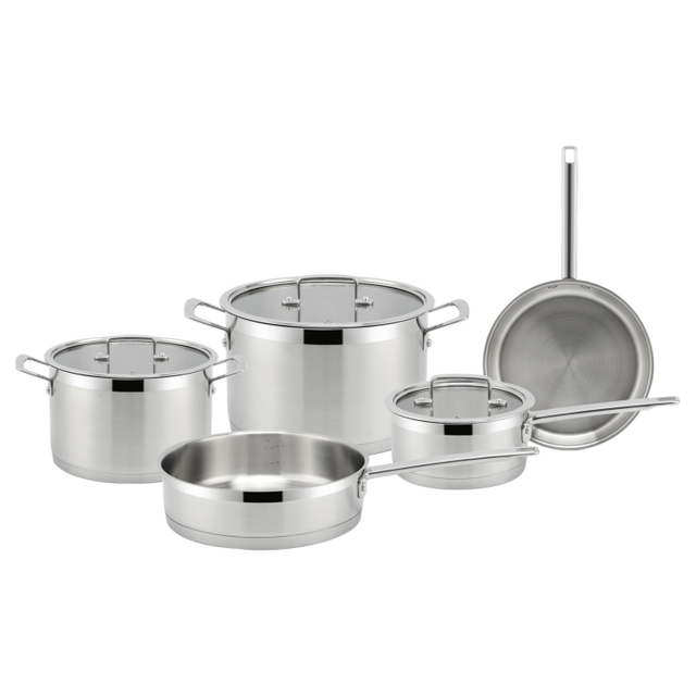Factory New Arrival Stainless Steel Cookware Set Cooking Pots With Handle Impact Bonded Bottom Cookware Set Frypan Saucepan