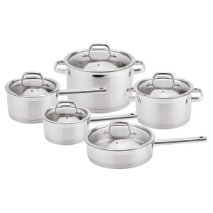Factory New Arrival Stainless Steel Cookware Set with Handle Cooking Pots Impact Bonded Bottom Cookware Set Saucepan Saute Pan